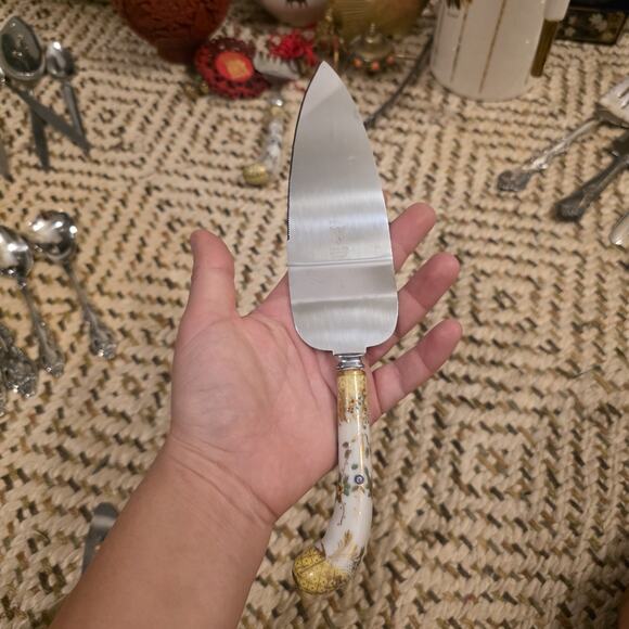 Vintage Prill Sheffield England Pie Cake Server Floral Yellow Porcelain Handle. - Picture 16 of 16